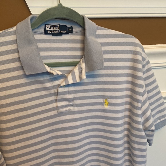 Ralph Lauren Men’s Grey & White Stripe Polo in EUC - Size XL - Picture 3 of 8